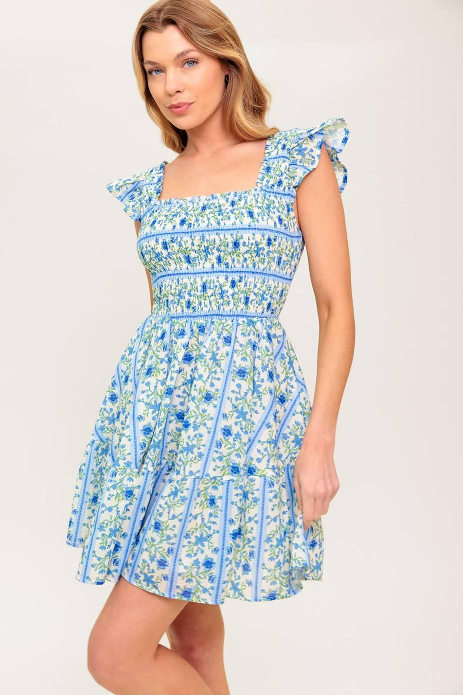 FAIRFAX GERANIUM WOVEN MINI DRESS