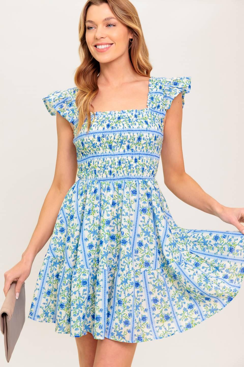 FAIRFAX GERANIUM WOVEN MINI DRESS