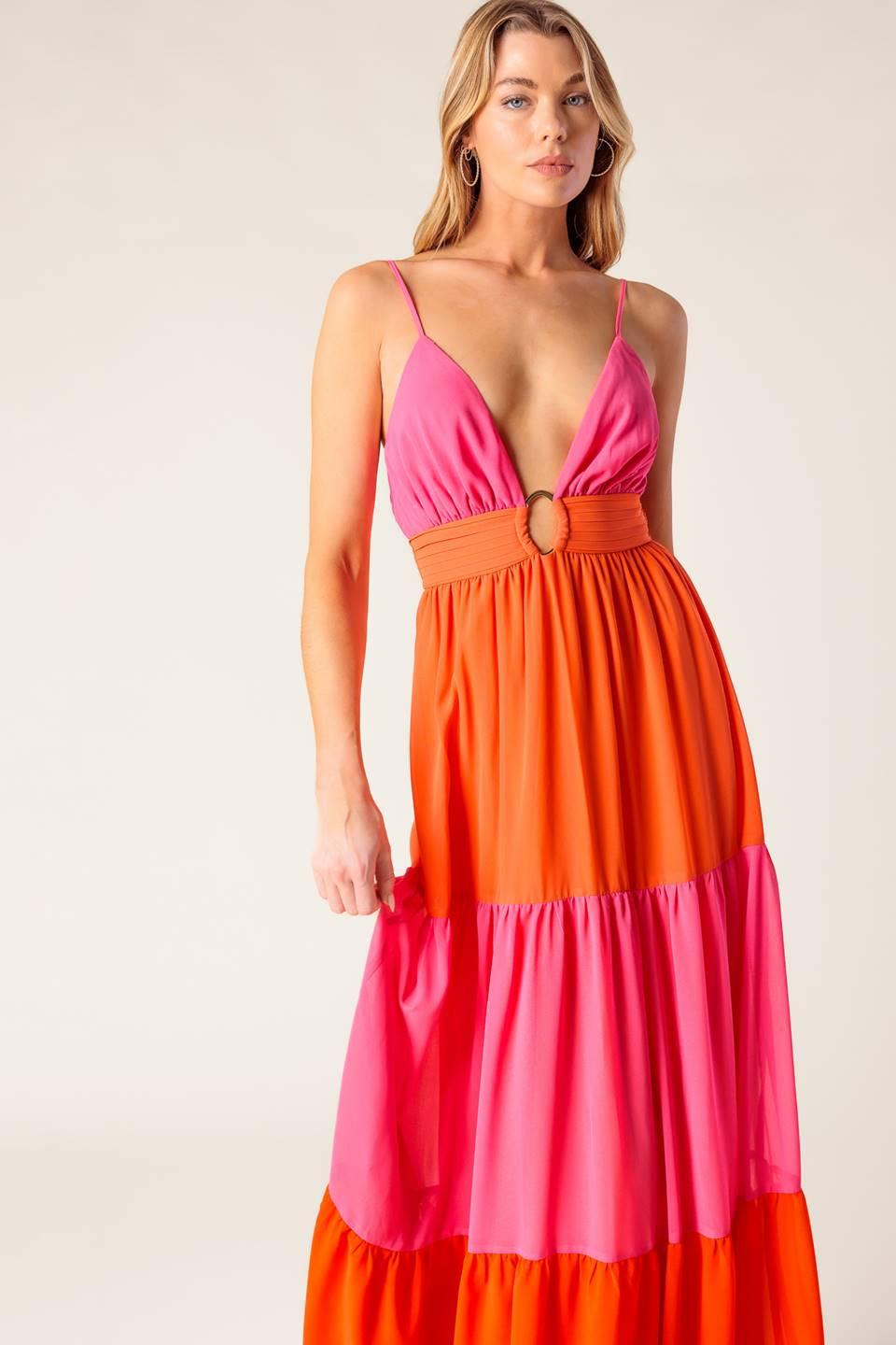 VESTIDO MAXI TEJIDO COLOR BLOCK REGAL RISE