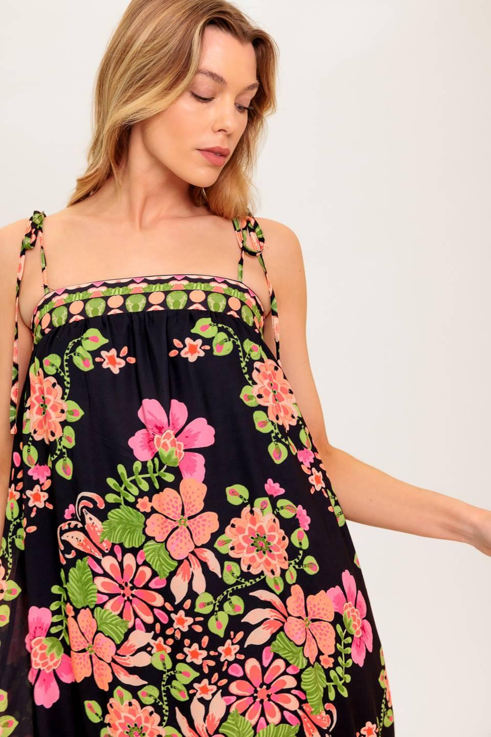 SUMMER GLOW BLACK WOVEN MAXI DRESS