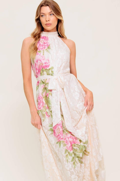 BOTANICAL DREAM WOVEN LACE MAXI DRESS