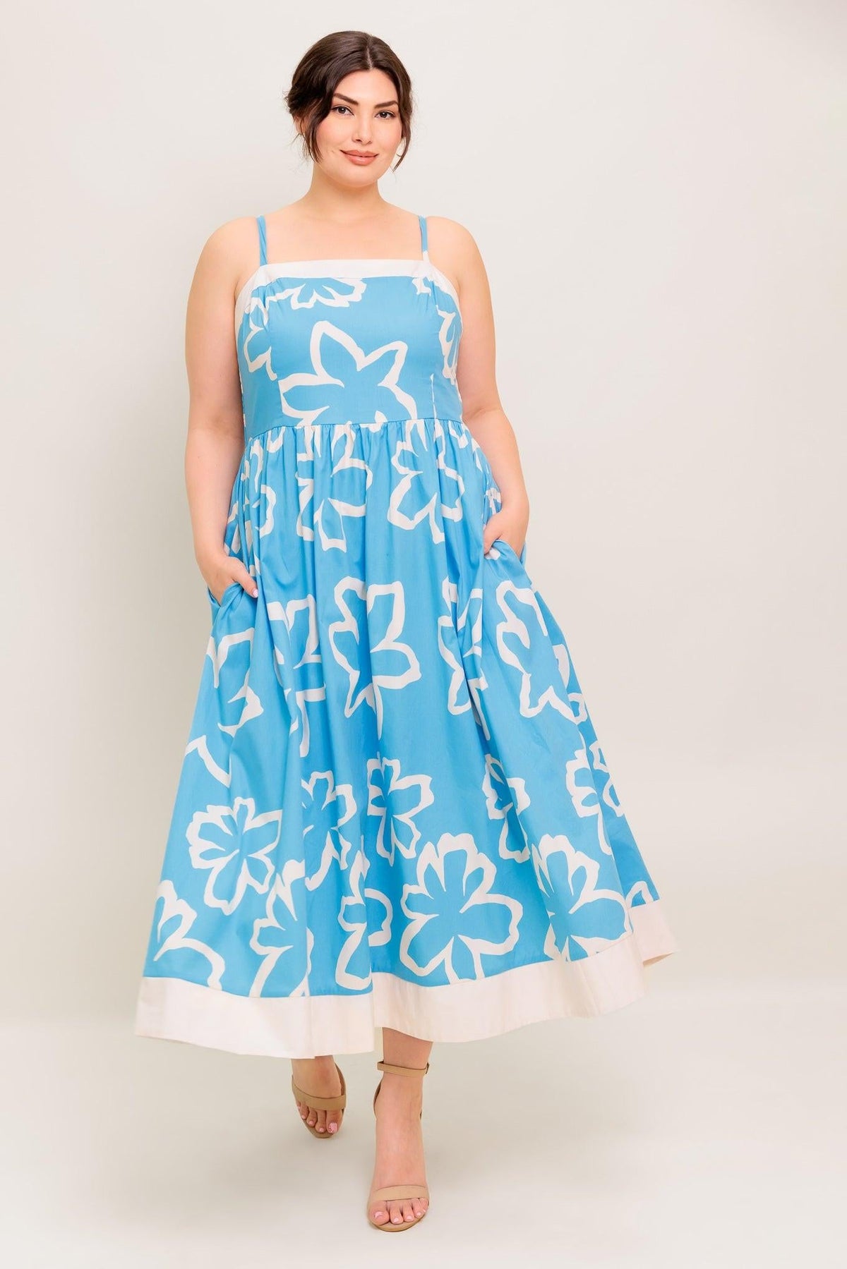 VESTIDO MIDI TEJIDO AZUL SERENE PETALS