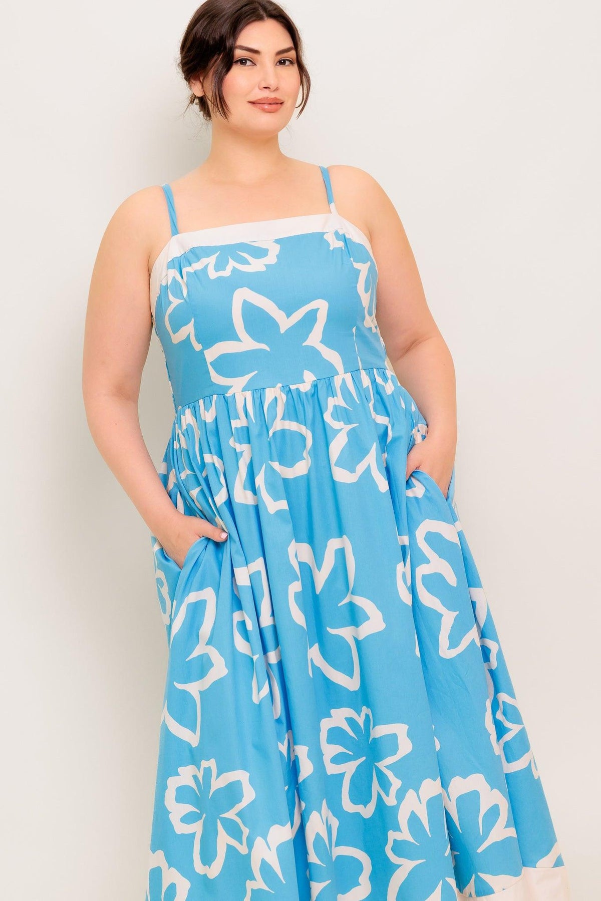 VESTIDO MIDI TEJIDO AZUL SERENE PETALS