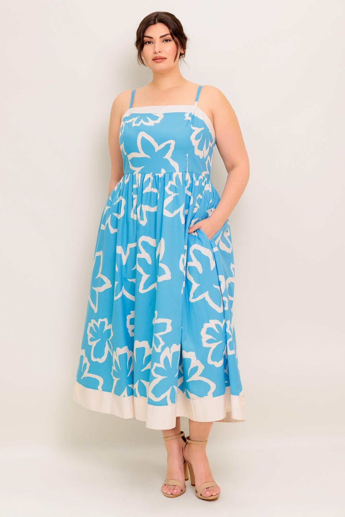 VESTIDO MIDI TEJIDO AZUL SERENE PETALS