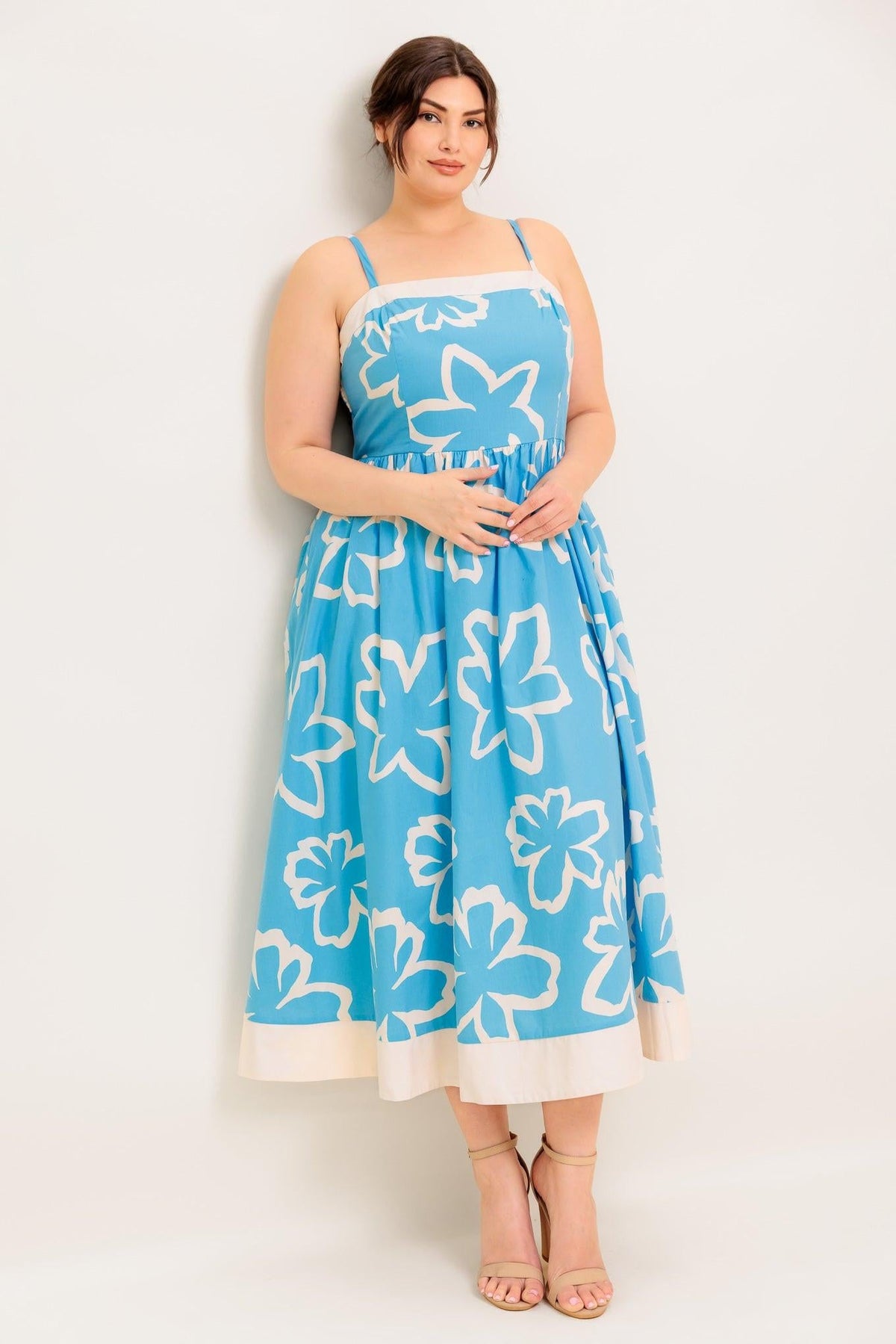 VESTIDO MIDI TEJIDO AZUL SERENE PETALS