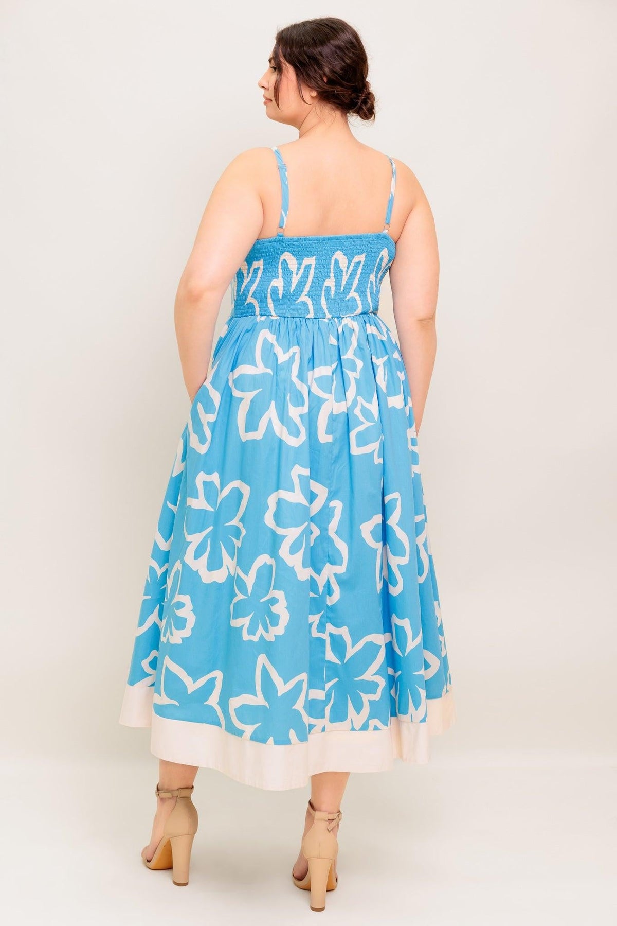 VESTIDO MIDI TEJIDO AZUL SERENE PETALS