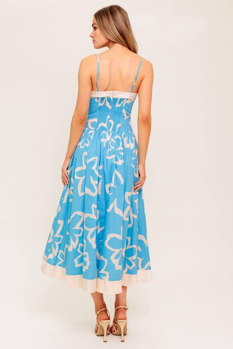 VESTIDO MIDI TEJIDO AZUL SERENE PETALS