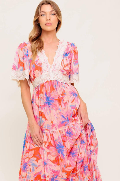 MINIMAL BLOOM WOVEN MAXI DRESS