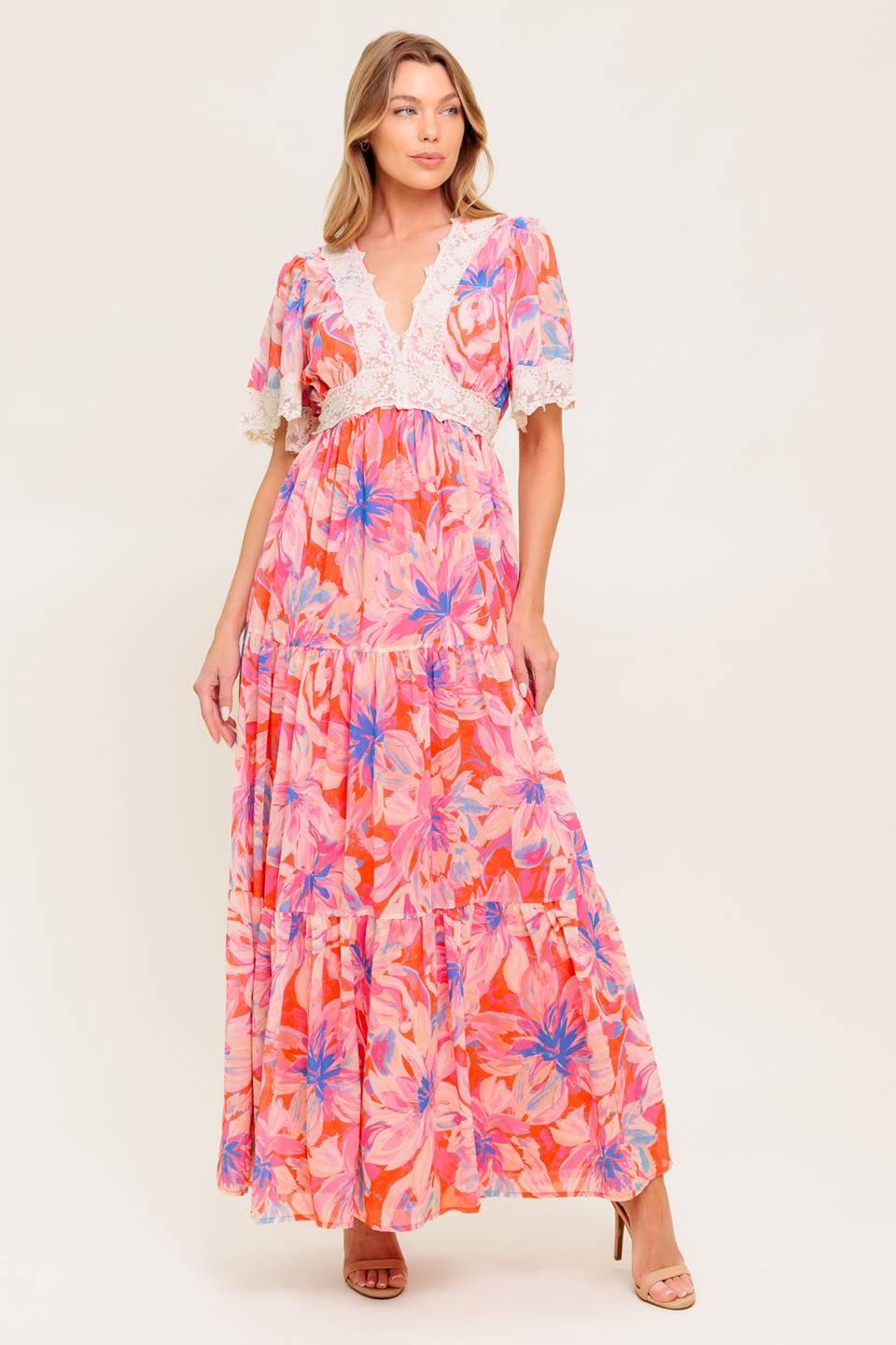 MINIMAL BLOOM WOVEN MAXI DRESS