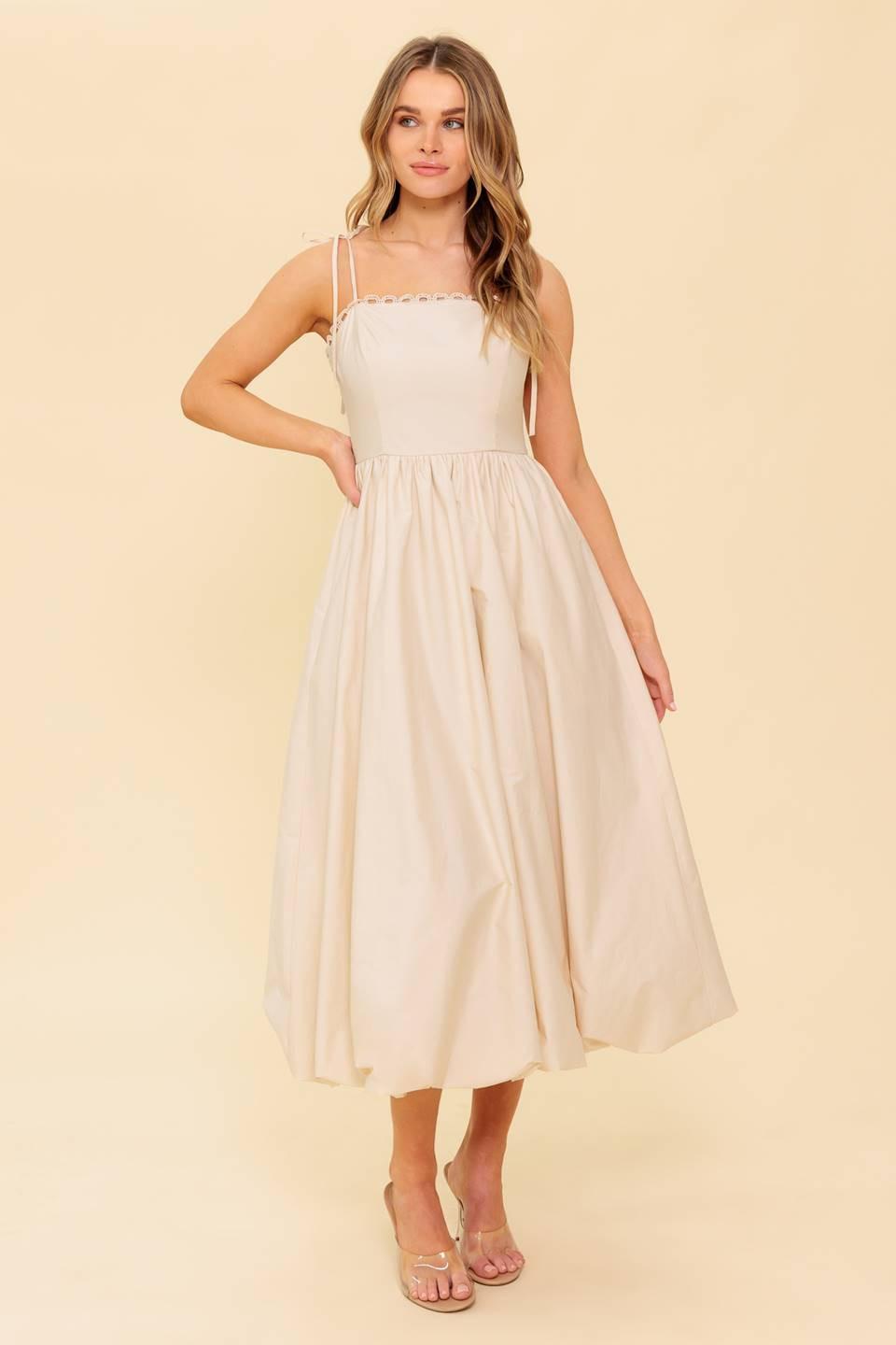VESTIDO MIDI TEJIDO COLOR CREMA REGAL CUTIE