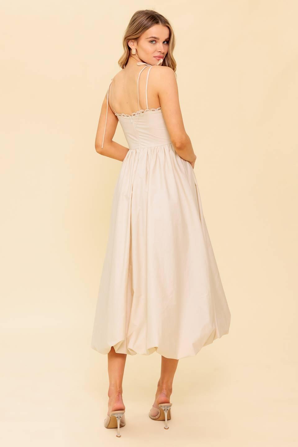 VESTIDO MIDI TEJIDO COLOR CREMA REGAL CUTIE