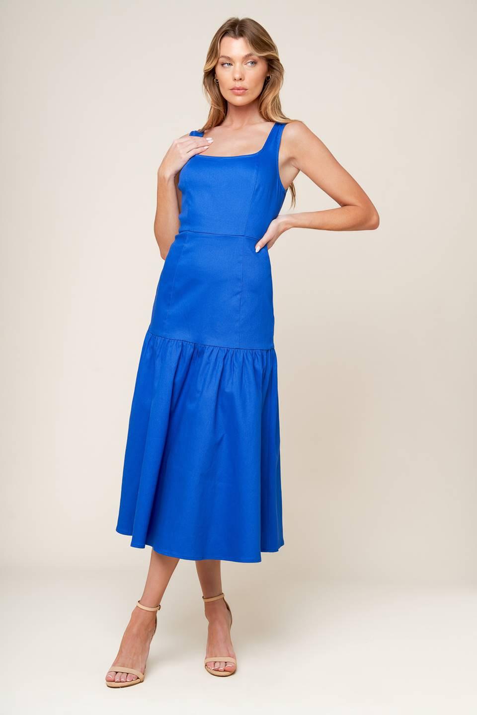 VESTIDO MIDI TEJIDO AZUL PLEASANT DREAMS