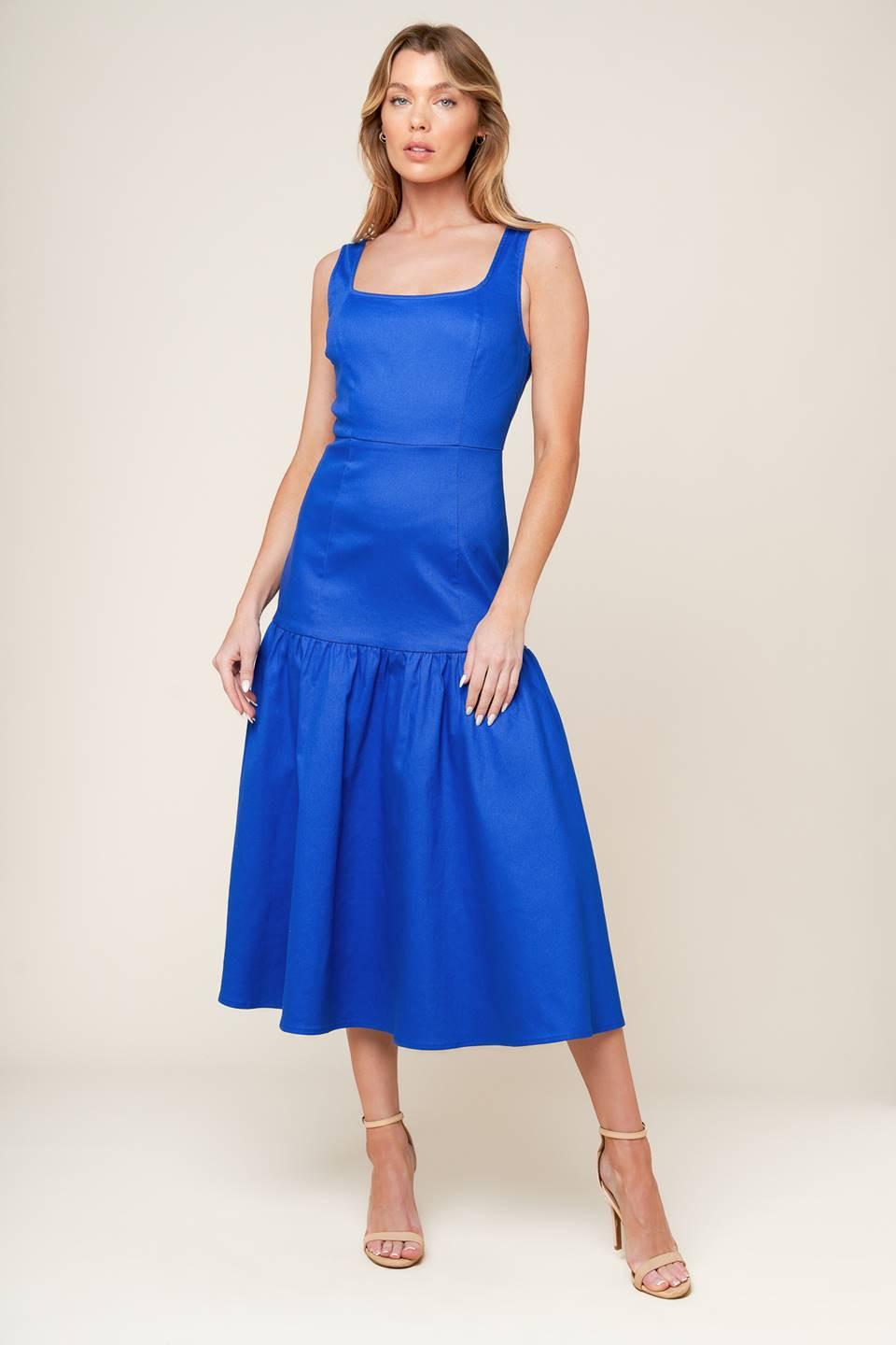 VESTIDO MIDI TEJIDO AZUL PLEASANT DREAMS