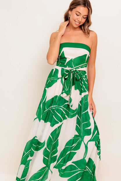 PURE MOMENT GREEN WOVEN ANKLE DRESS