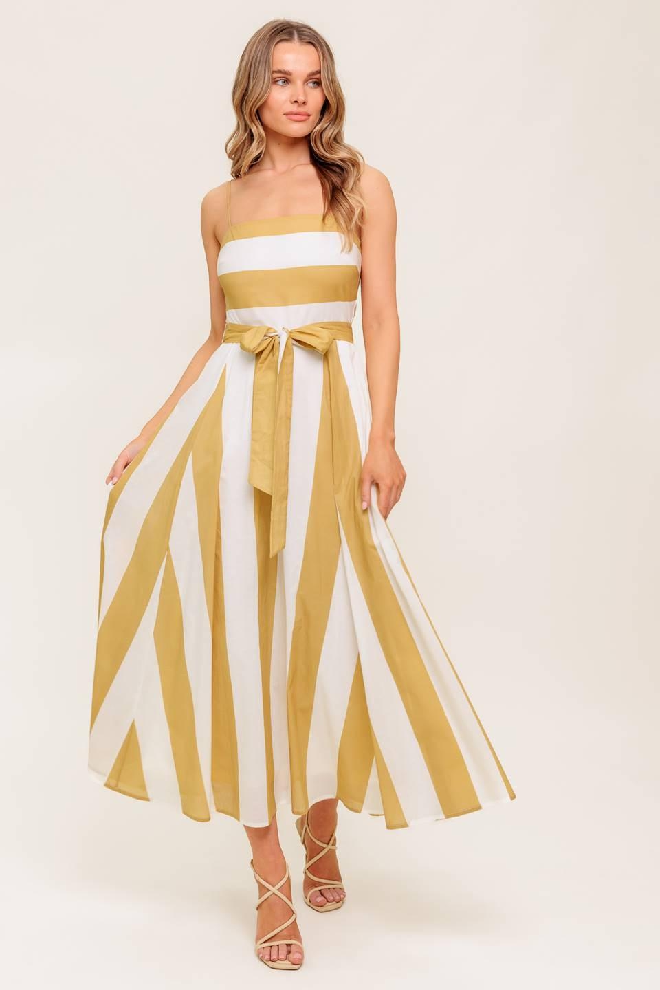 VESTIDO MIDI TEJIDO DE CREPÉ COLOR TOPO SOFT HORIZON