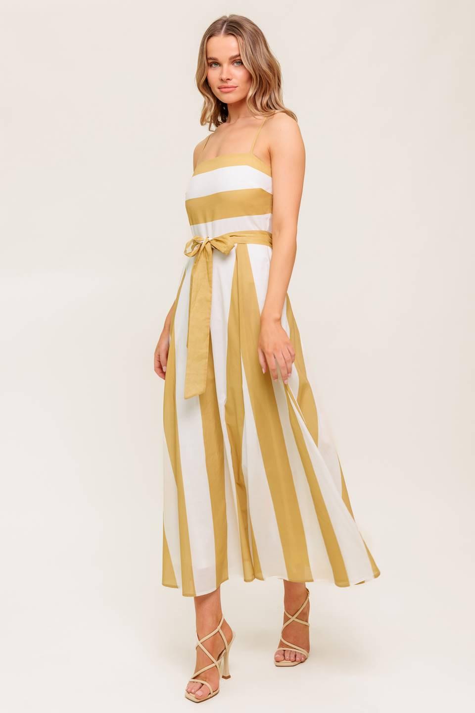 VESTIDO MIDI TEJIDO DE CREPÉ COLOR TOPO SOFT HORIZON