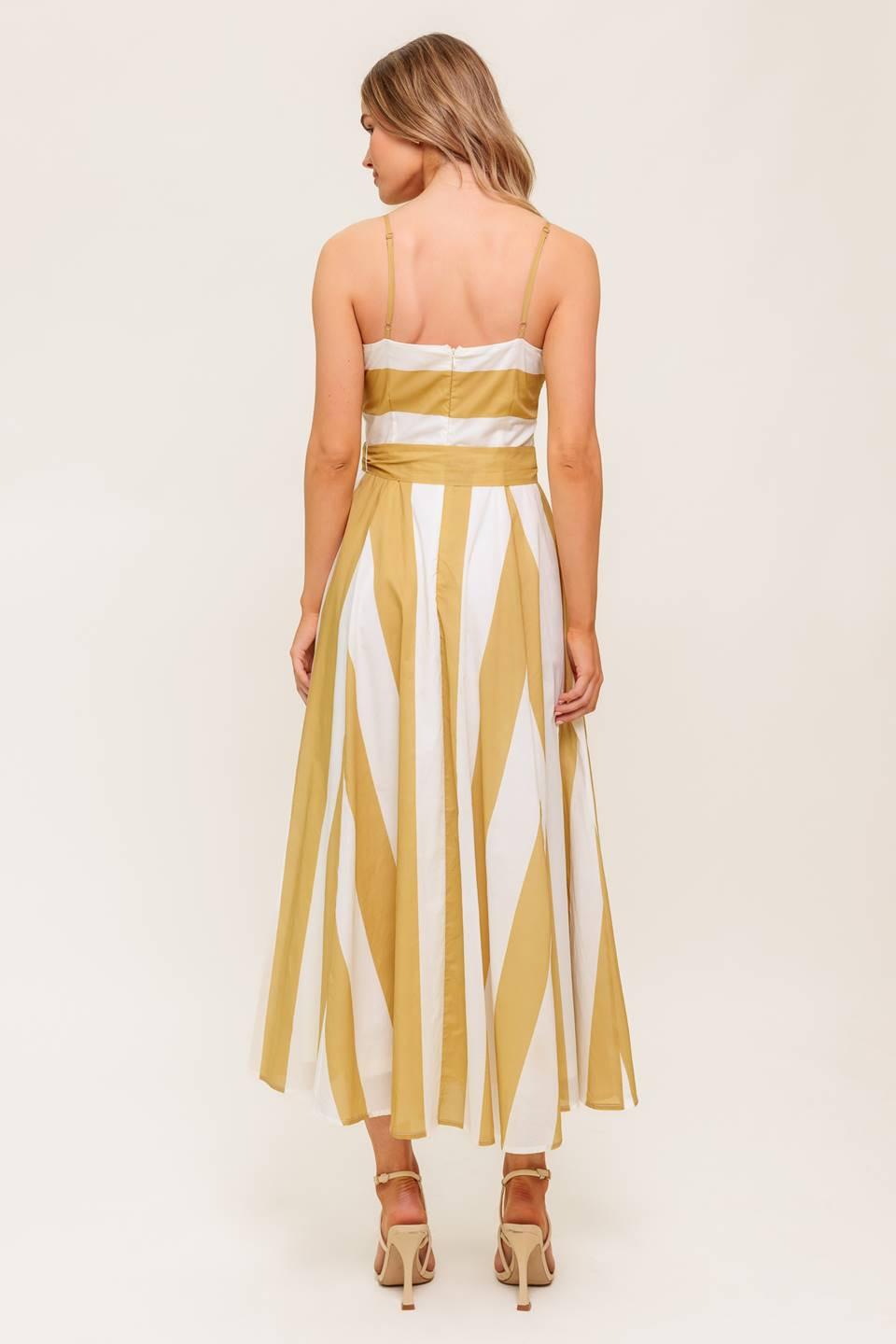 VESTIDO MIDI TEJIDO DE CREPÉ COLOR TOPO SOFT HORIZON