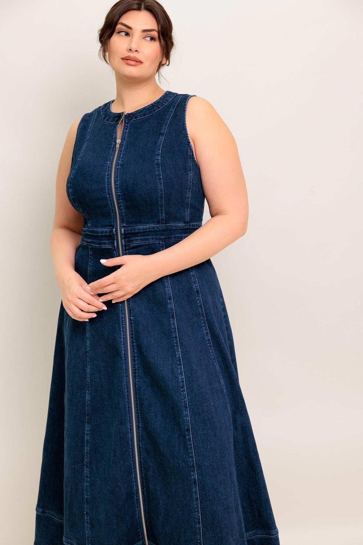 RAW BEAUTY DENIM MIDI DRESS