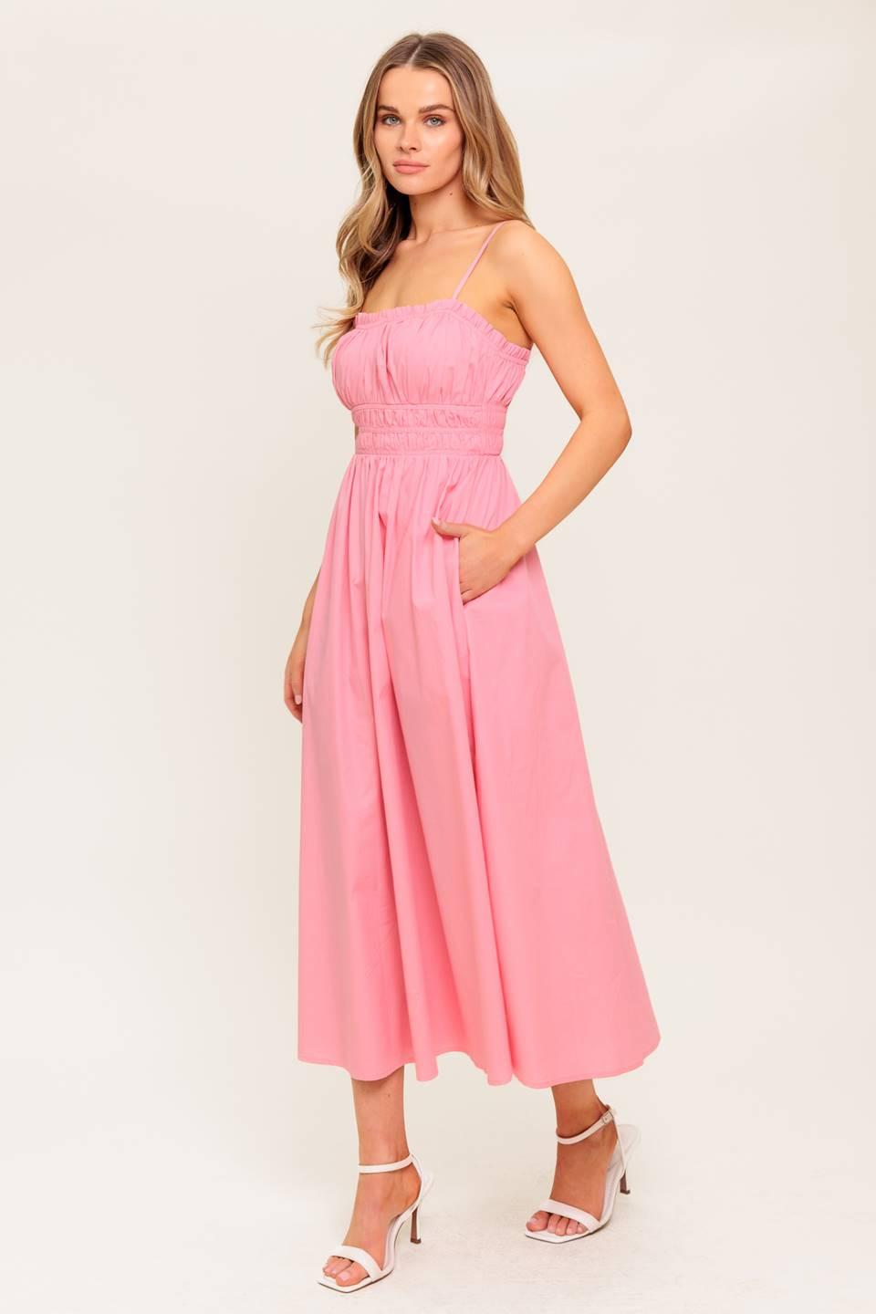 VESTIDO MIDI TEJIDO ROSA ATARDECER MIEL