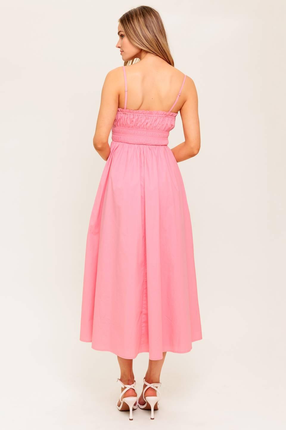 VESTIDO MIDI TEJIDO ROSA ATARDECER MIEL