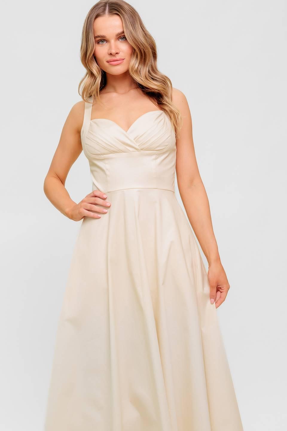 VESTIDO MIDI TEJIDO CREMA SUAVE BRILLO OCÉANO