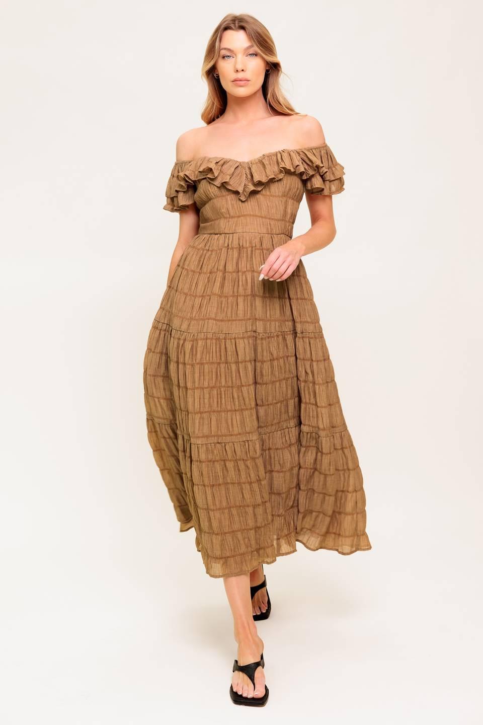 NATURAL BALANCE WOVEN MIDI DRESS
