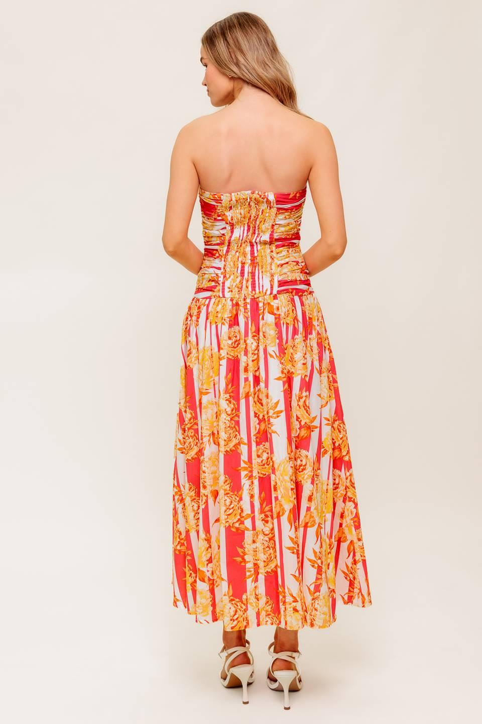 PEONY STORM DANCE WOVEN MIDI DRESS