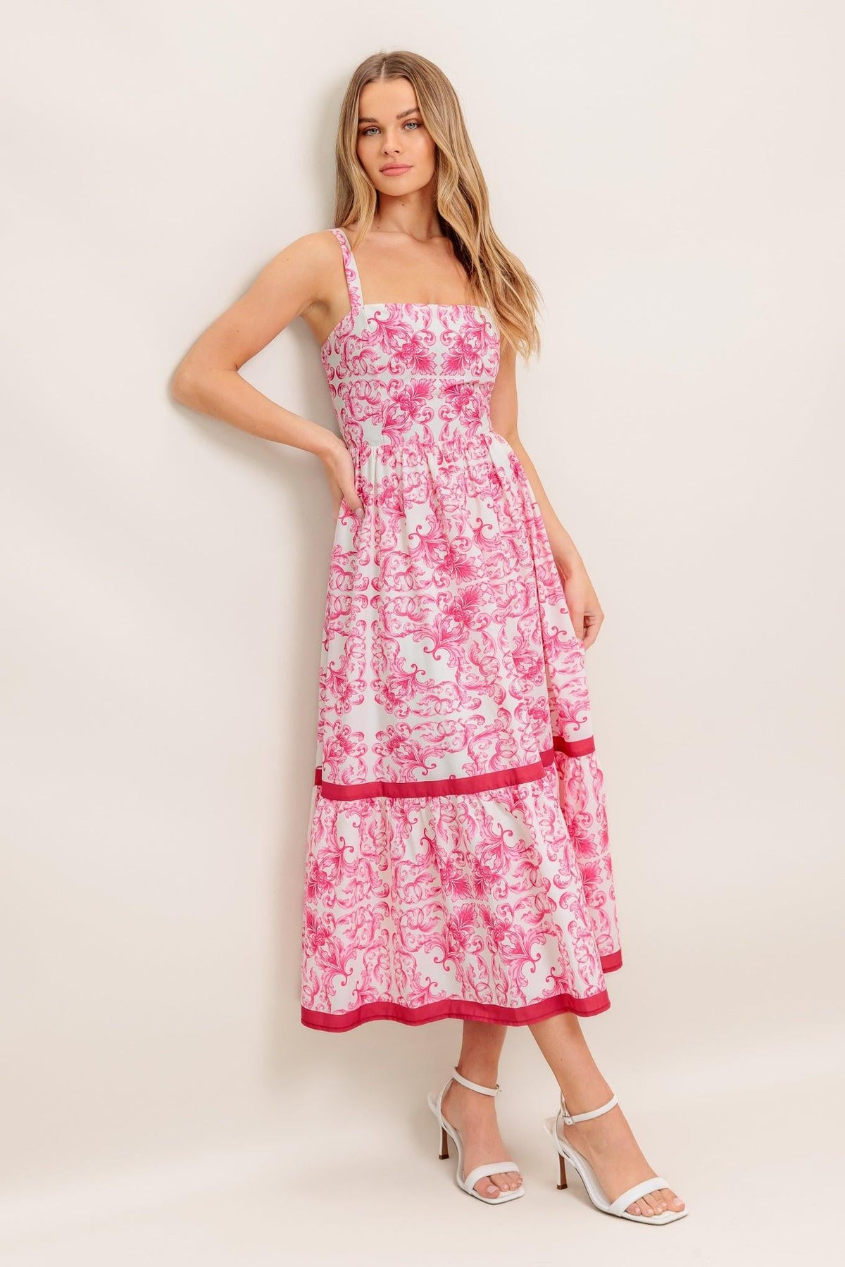 VESTIDO MIDI TEJIDO ROSÉ GARDEN