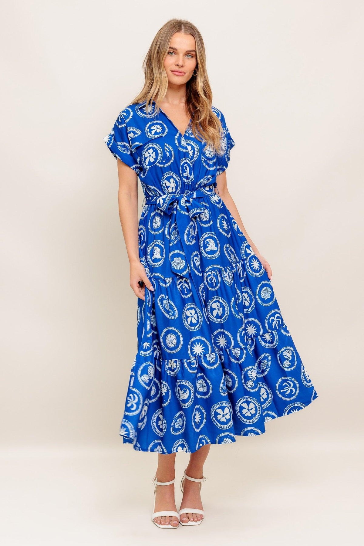 VESTIDO MIDI TEJIDO CON MEDALLÓN ISLA GRIEGA