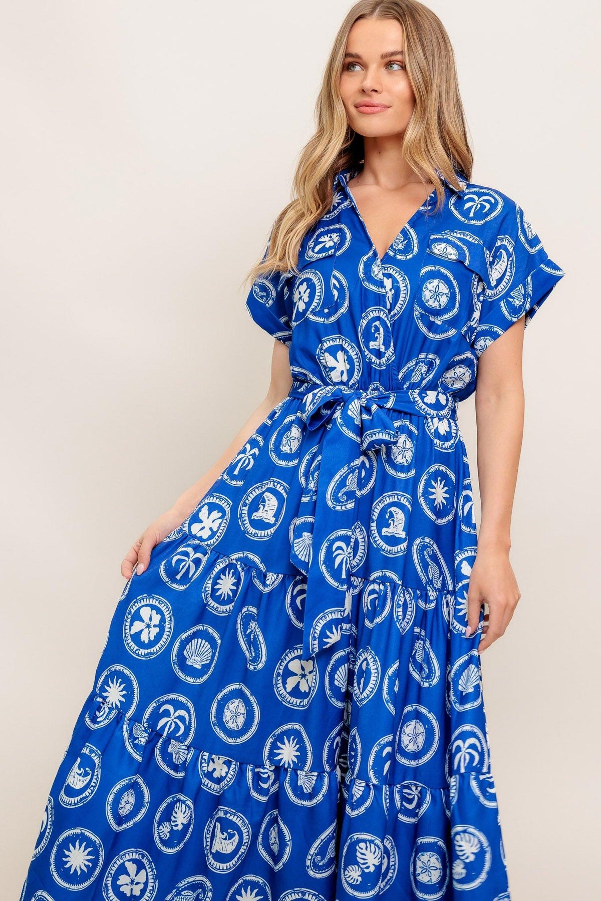 VESTIDO MIDI TEJIDO CON MEDALLÓN ISLA GRIEGA