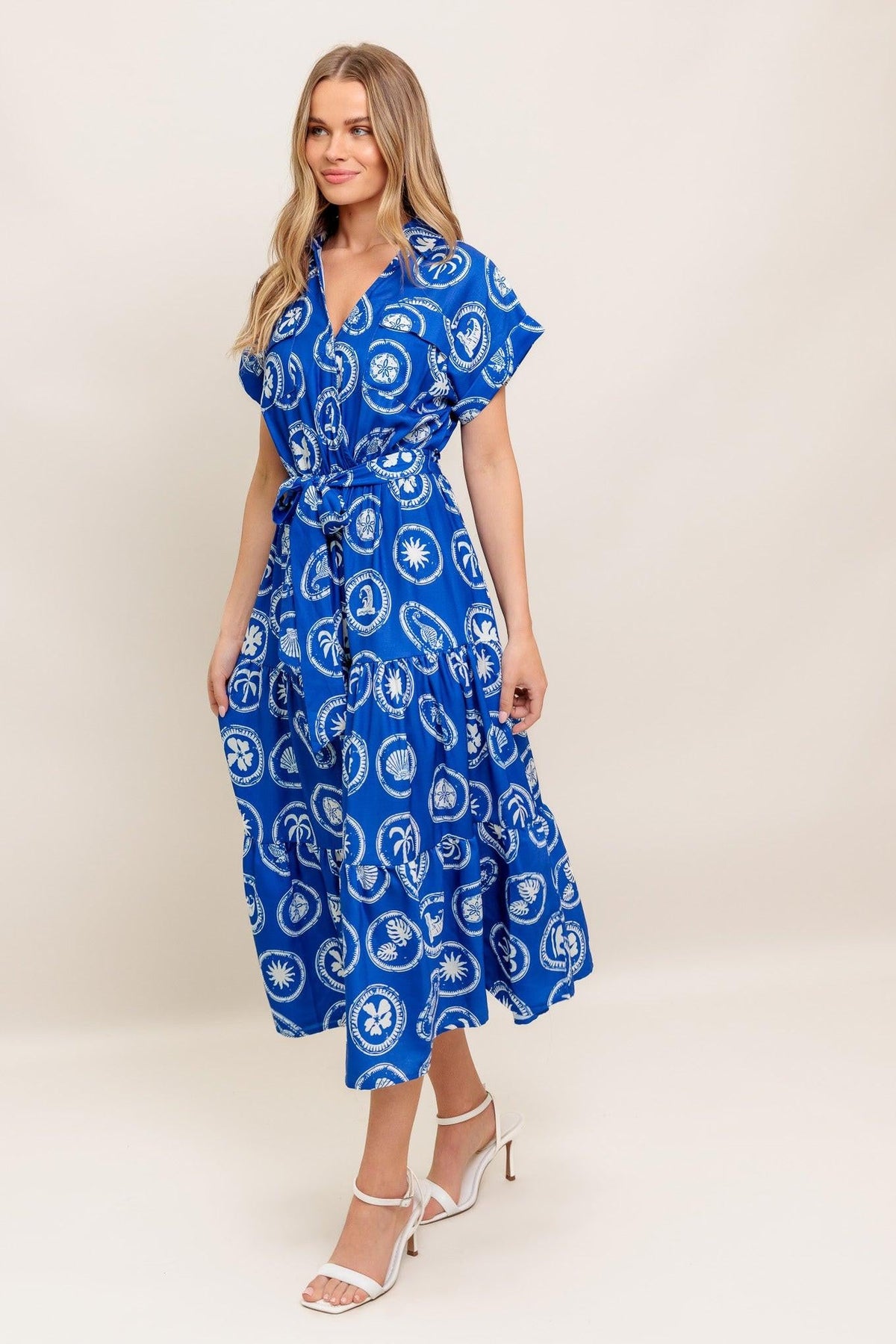 VESTIDO MIDI TEJIDO CON MEDALLÓN ISLA GRIEGA
