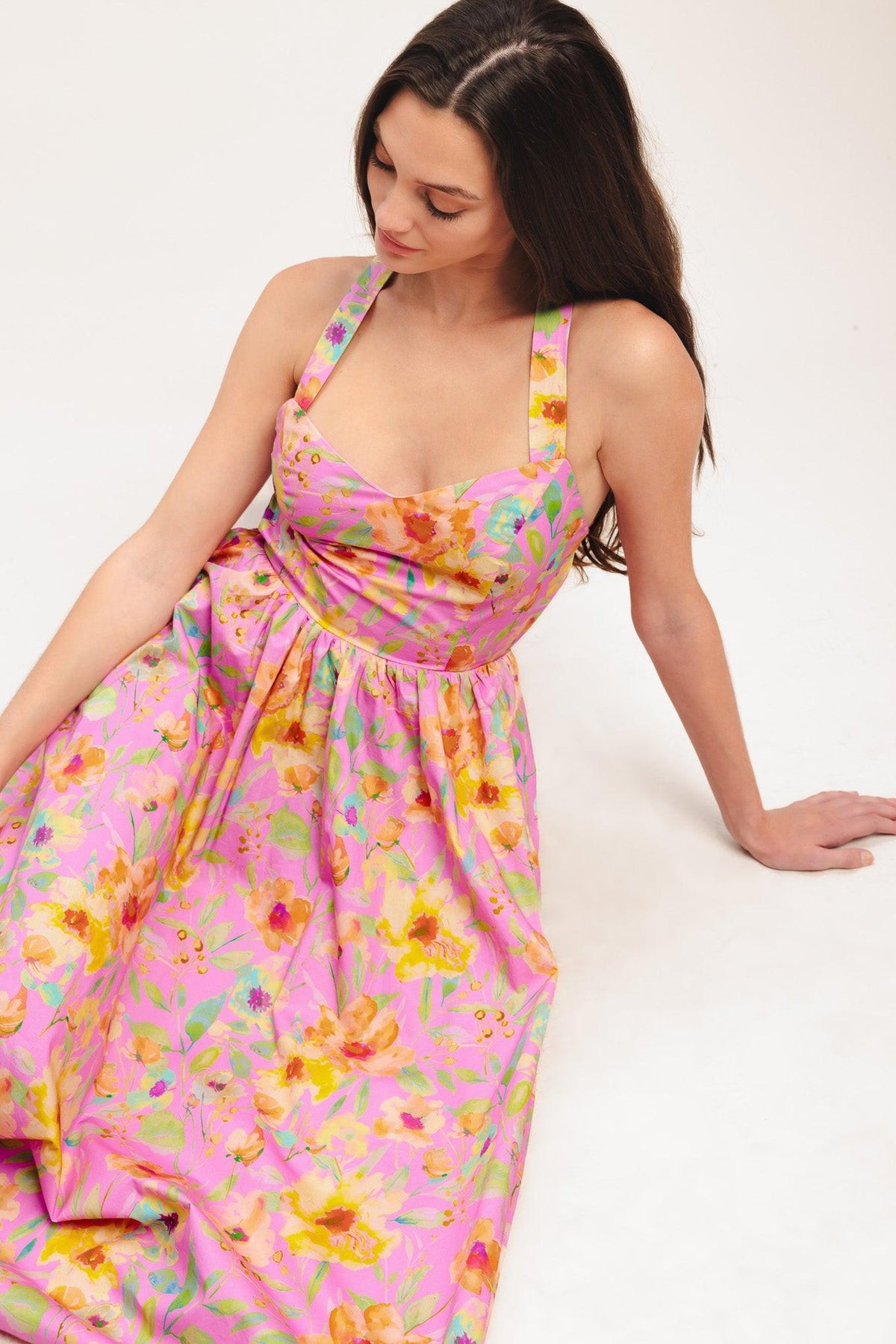 ROSY DAYDREAM WOVEN MIDI DRESS