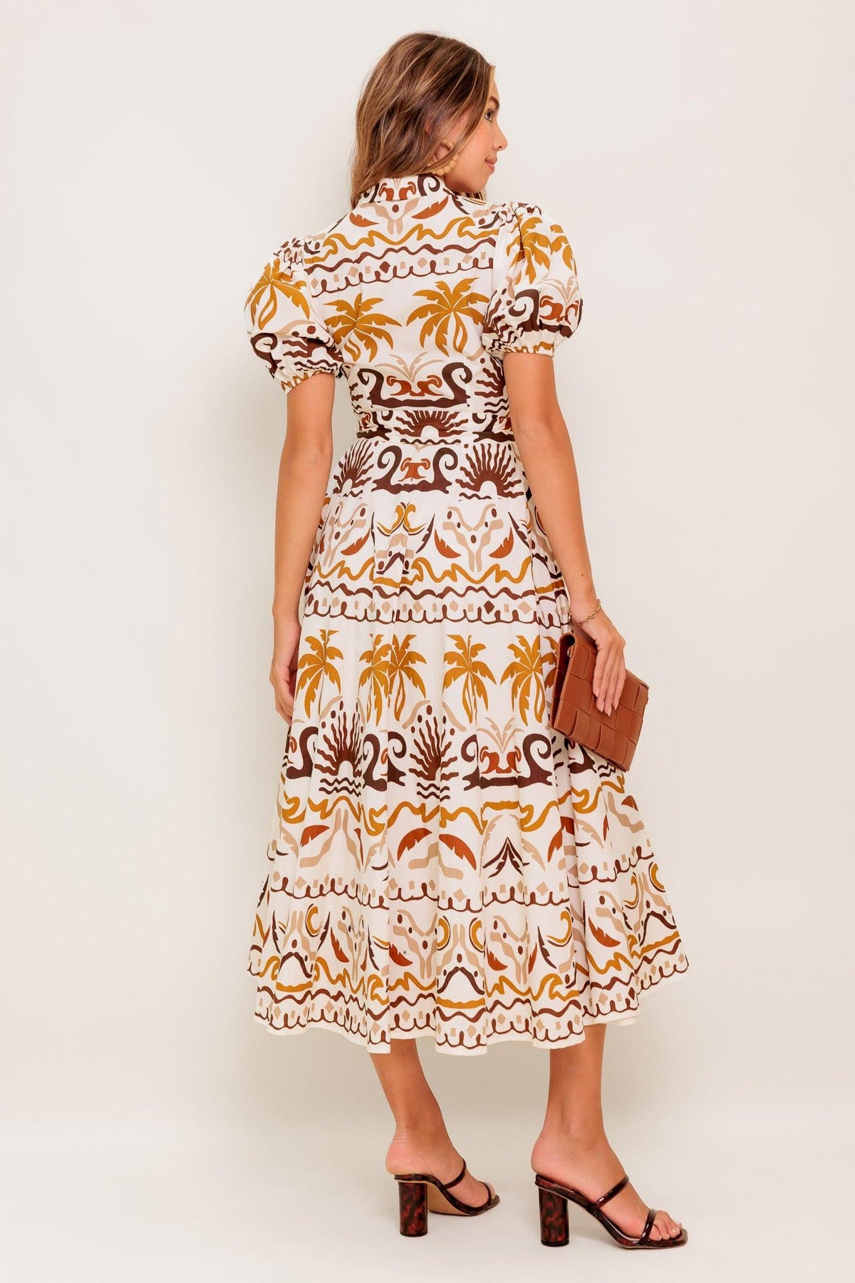 TROPICANA SUNSET WOVEN MIDI DRESS