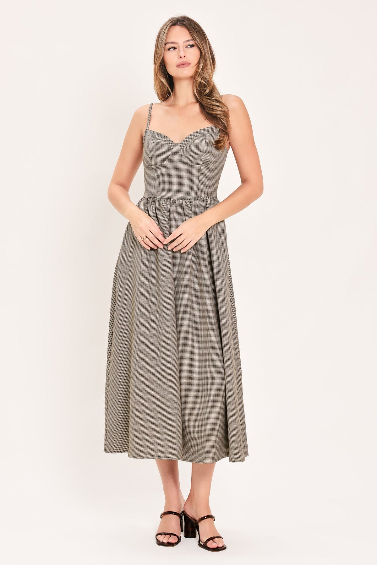 VESTIDO MIDI DE TELA ESCOCESA WHERE HEARTS WANDER