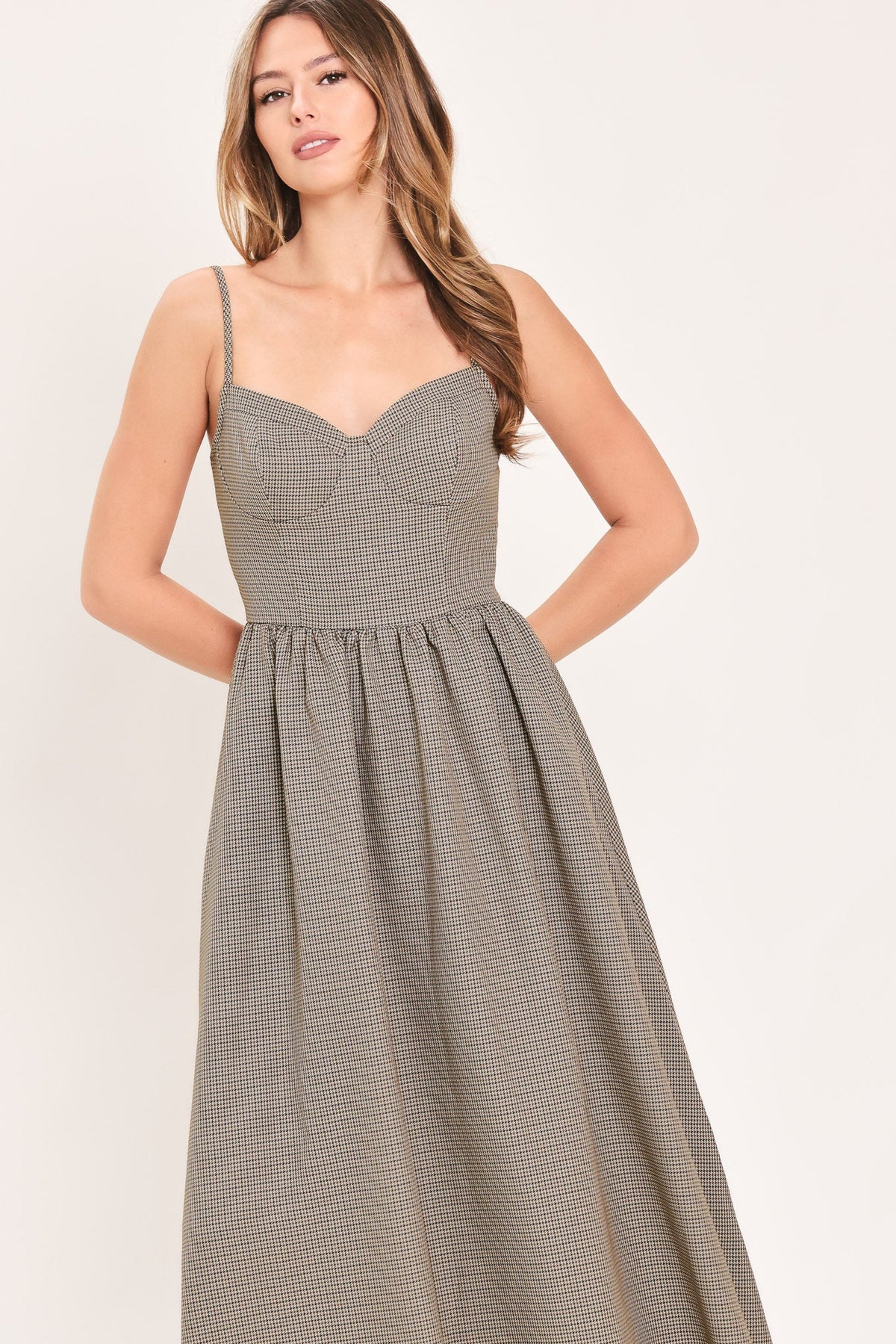 VESTIDO MIDI DE TELA ESCOCESA WHERE HEARTS WANDER