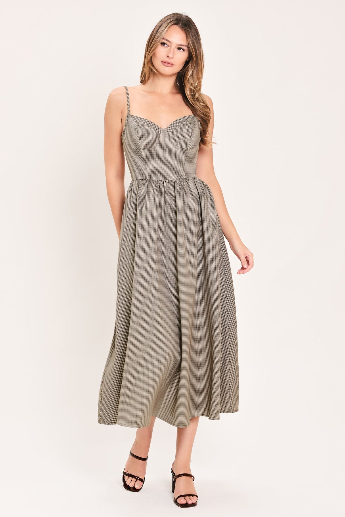 VESTIDO MIDI DE TELA ESCOCESA WHERE HEARTS WANDER