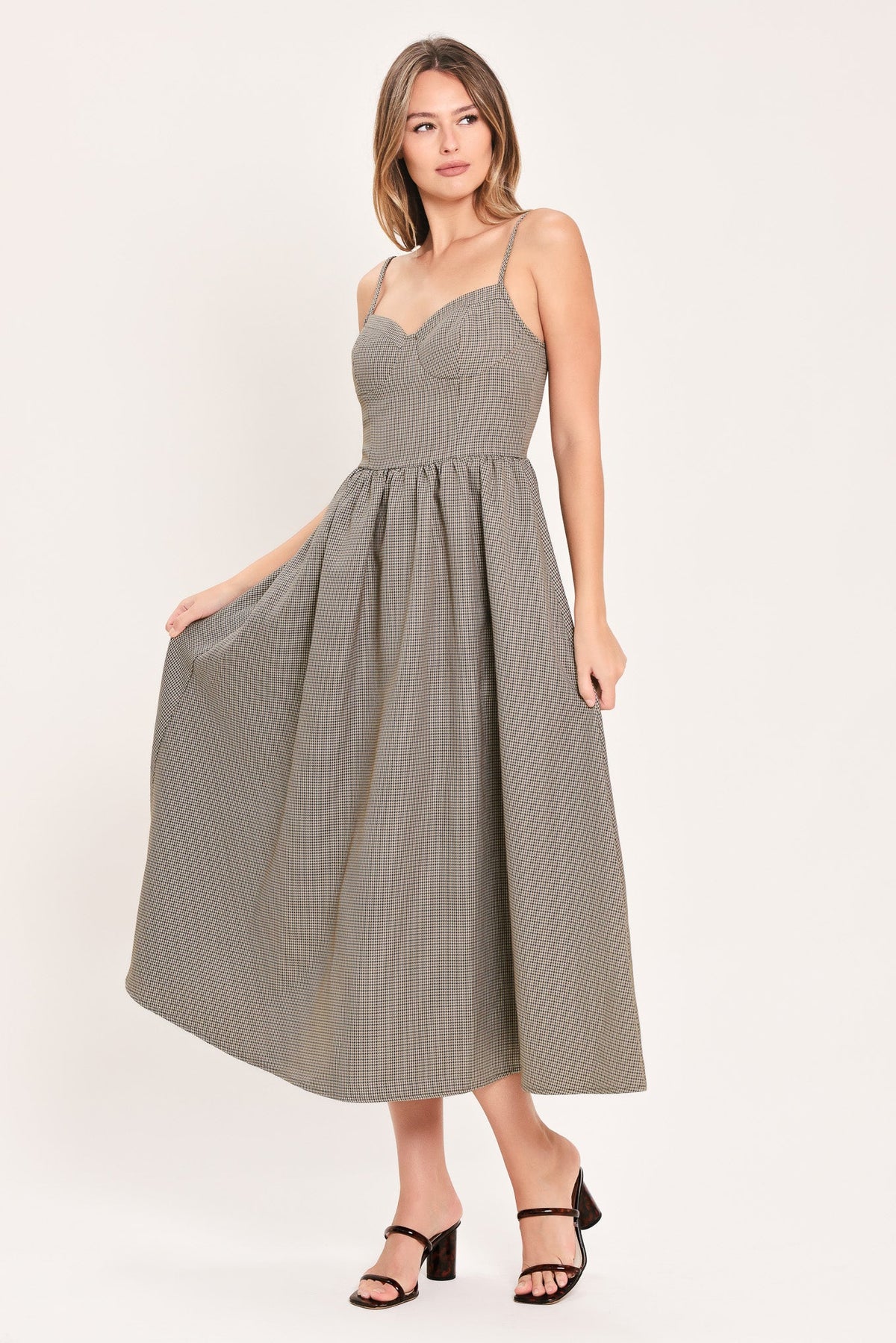 VESTIDO MIDI DE TELA ESCOCESA WHERE HEARTS WANDER