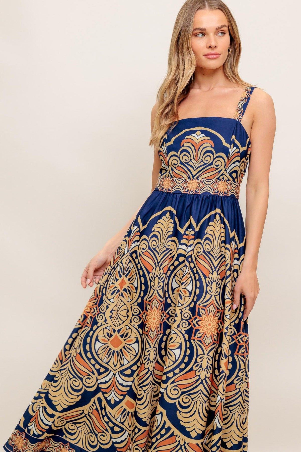 SAHARA DREAMS WOVEN MIDI DRESS