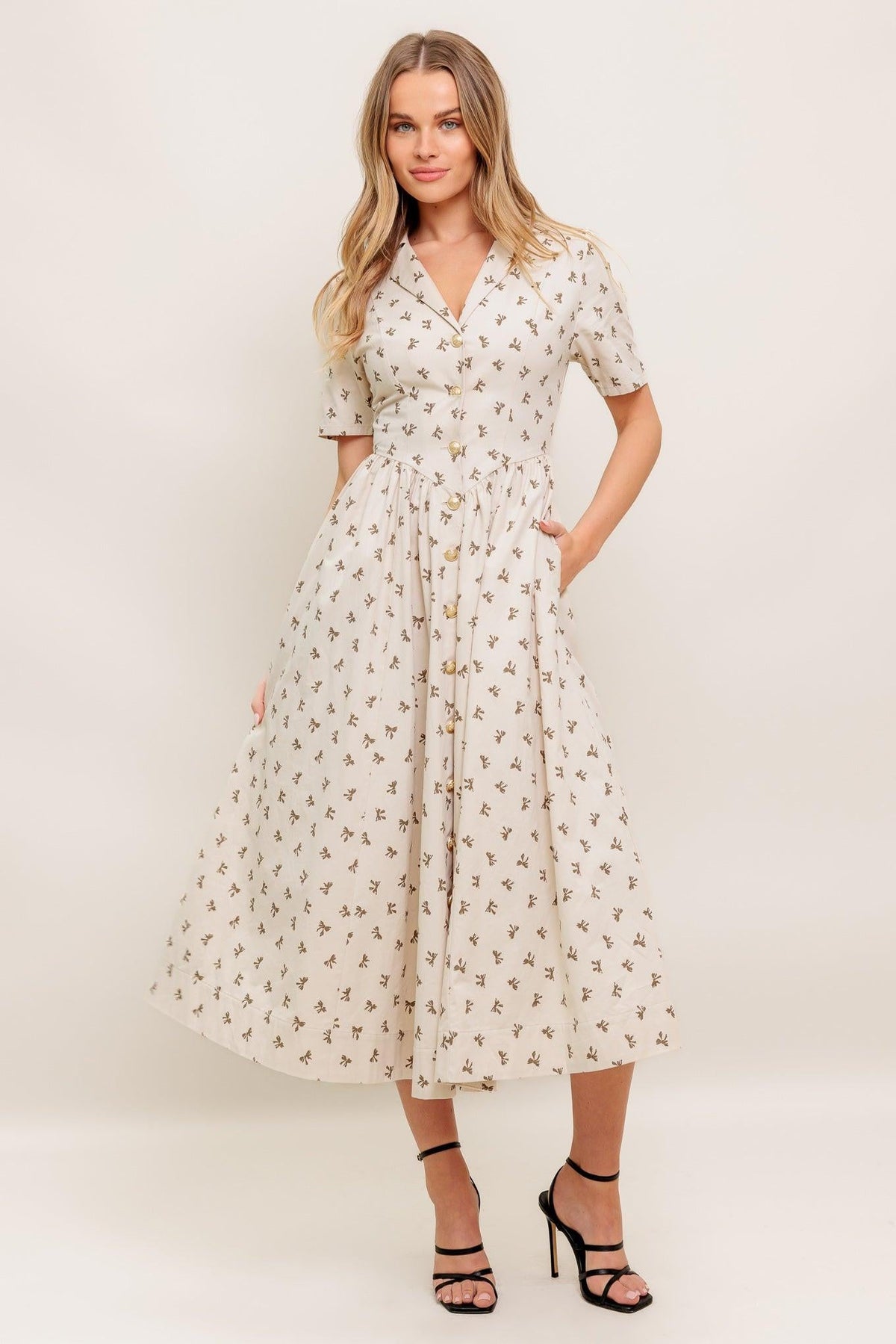 VESTIDO MIDI TEJIDO COLOR BEIGE CANDY KISS