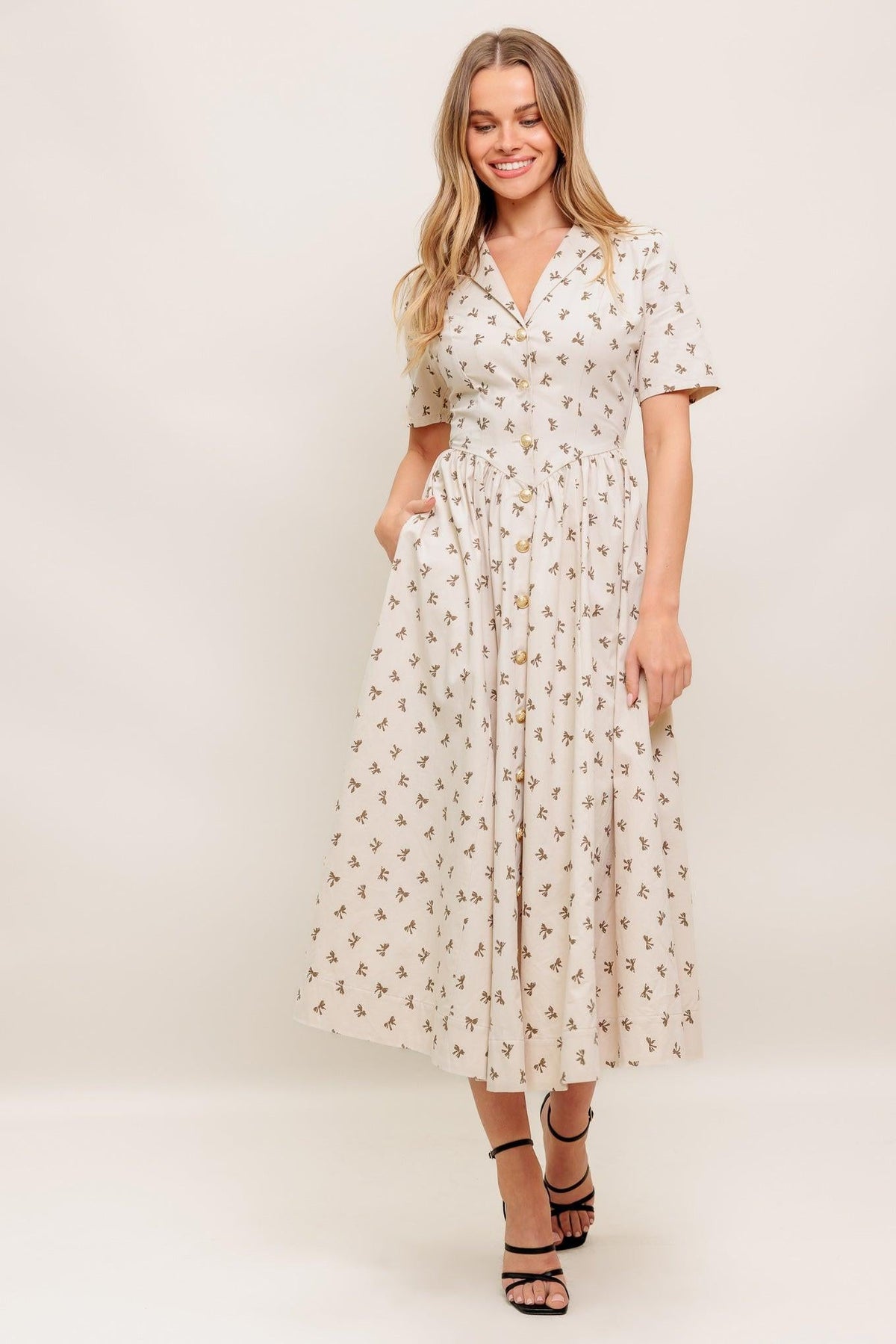 VESTIDO MIDI TEJIDO COLOR BEIGE CANDY KISS