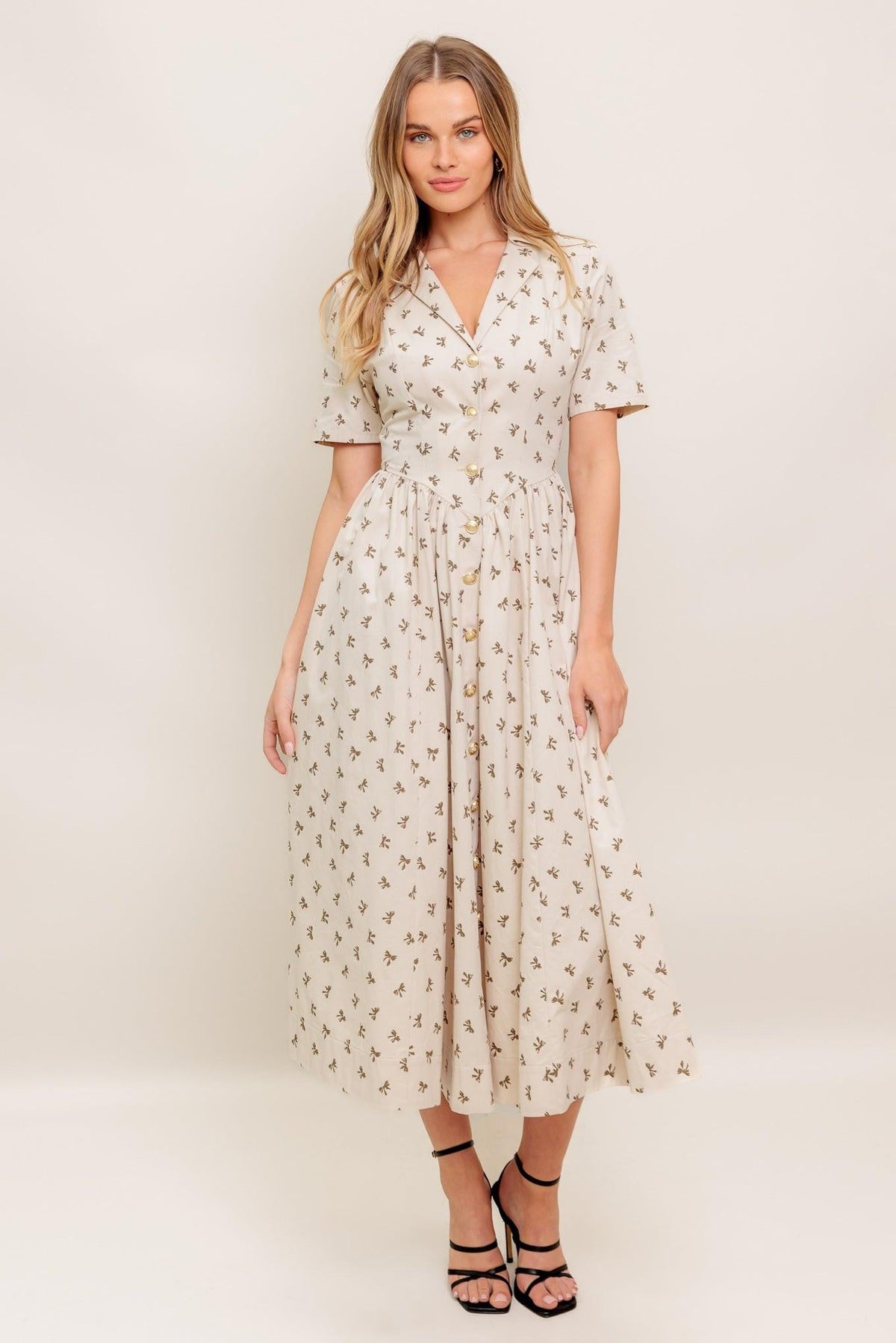 VESTIDO MIDI TEJIDO COLOR BEIGE CANDY KISS