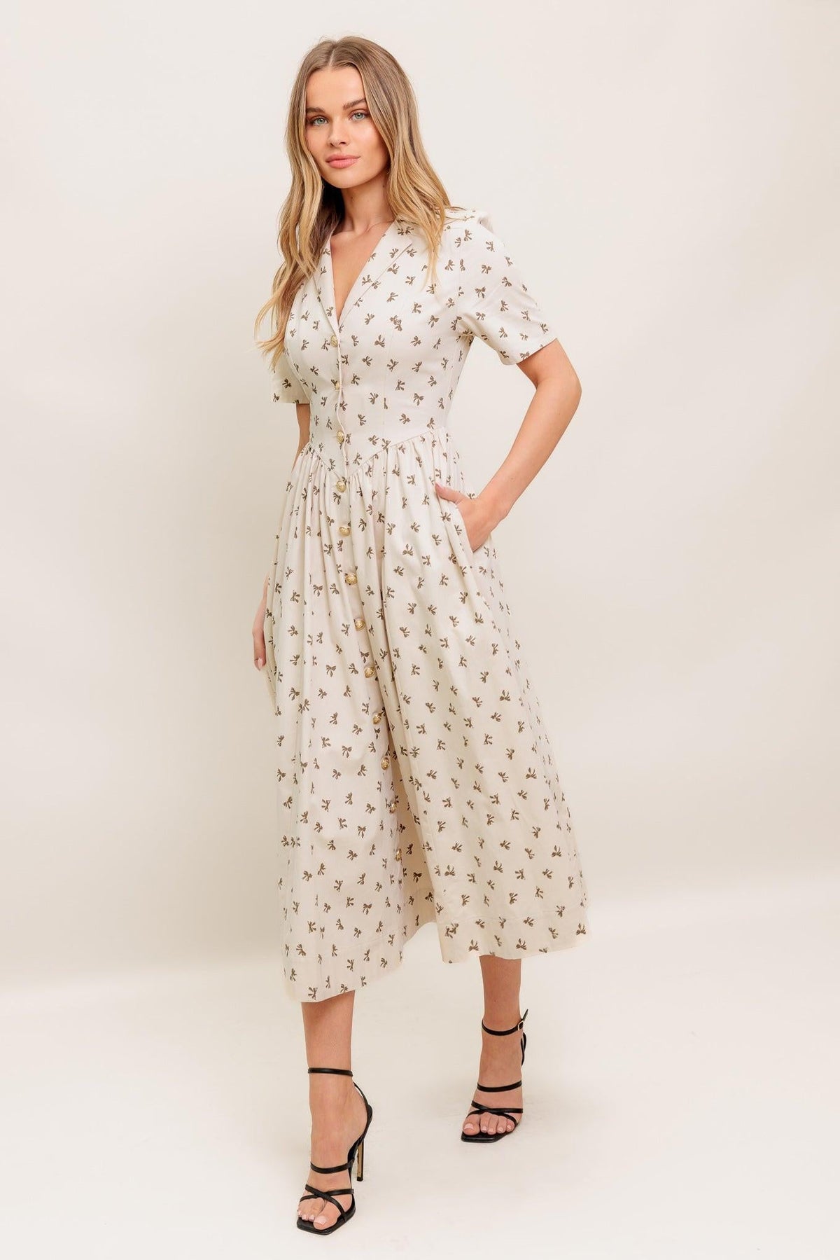 VESTIDO MIDI TEJIDO COLOR BEIGE CANDY KISS