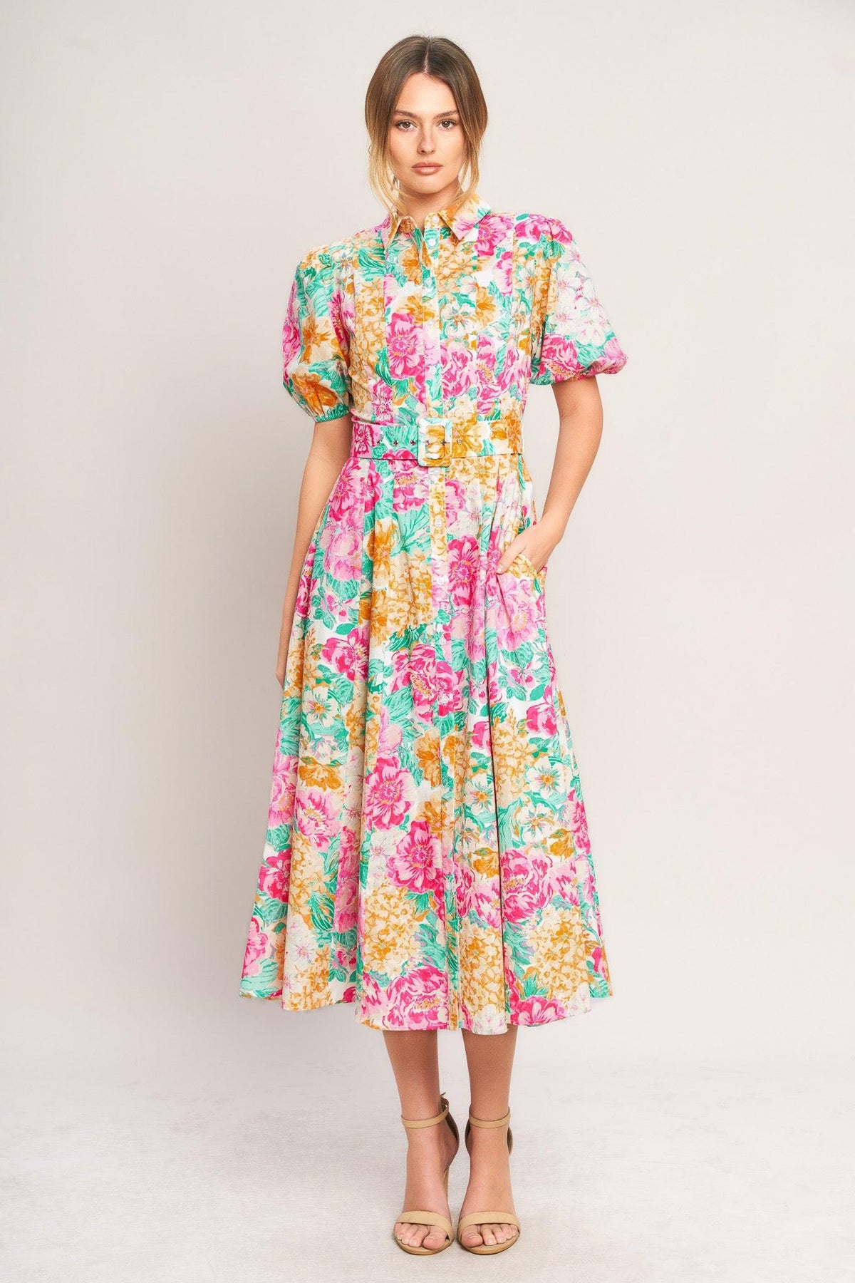 VESTIDO MIDI TEJIDO BLOOMING GARDEN