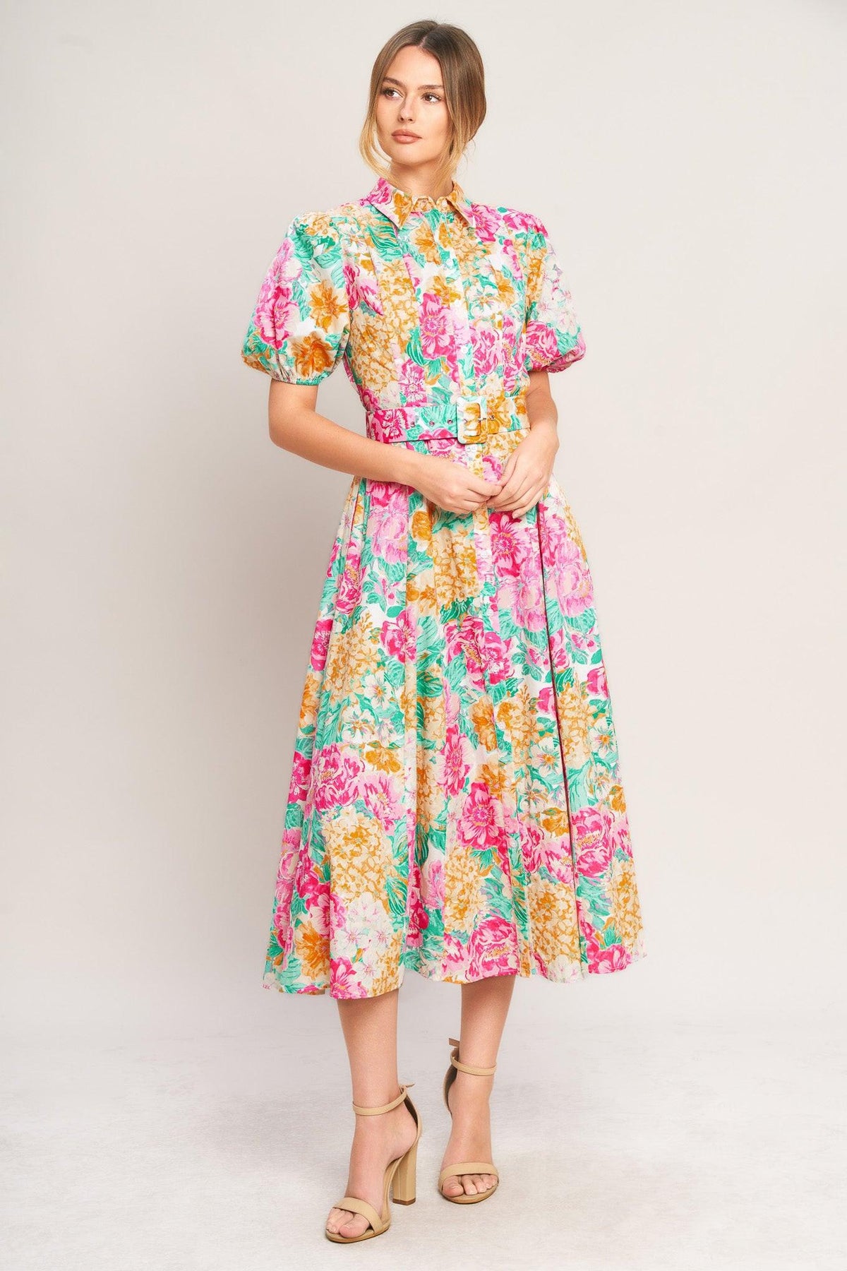 VESTIDO MIDI TEJIDO BLOOMING GARDEN