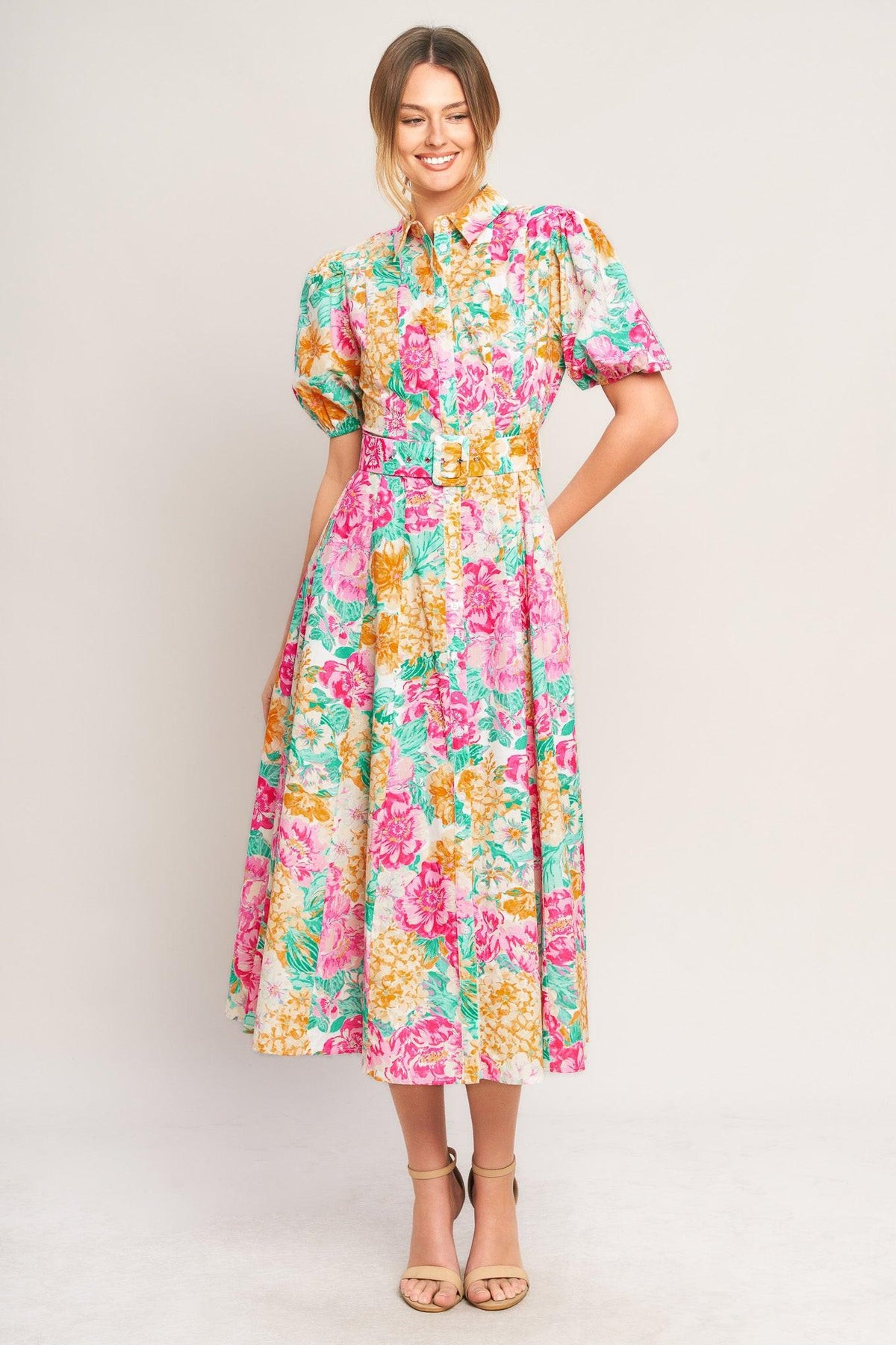 VESTIDO MIDI TEJIDO BLOOMING GARDEN