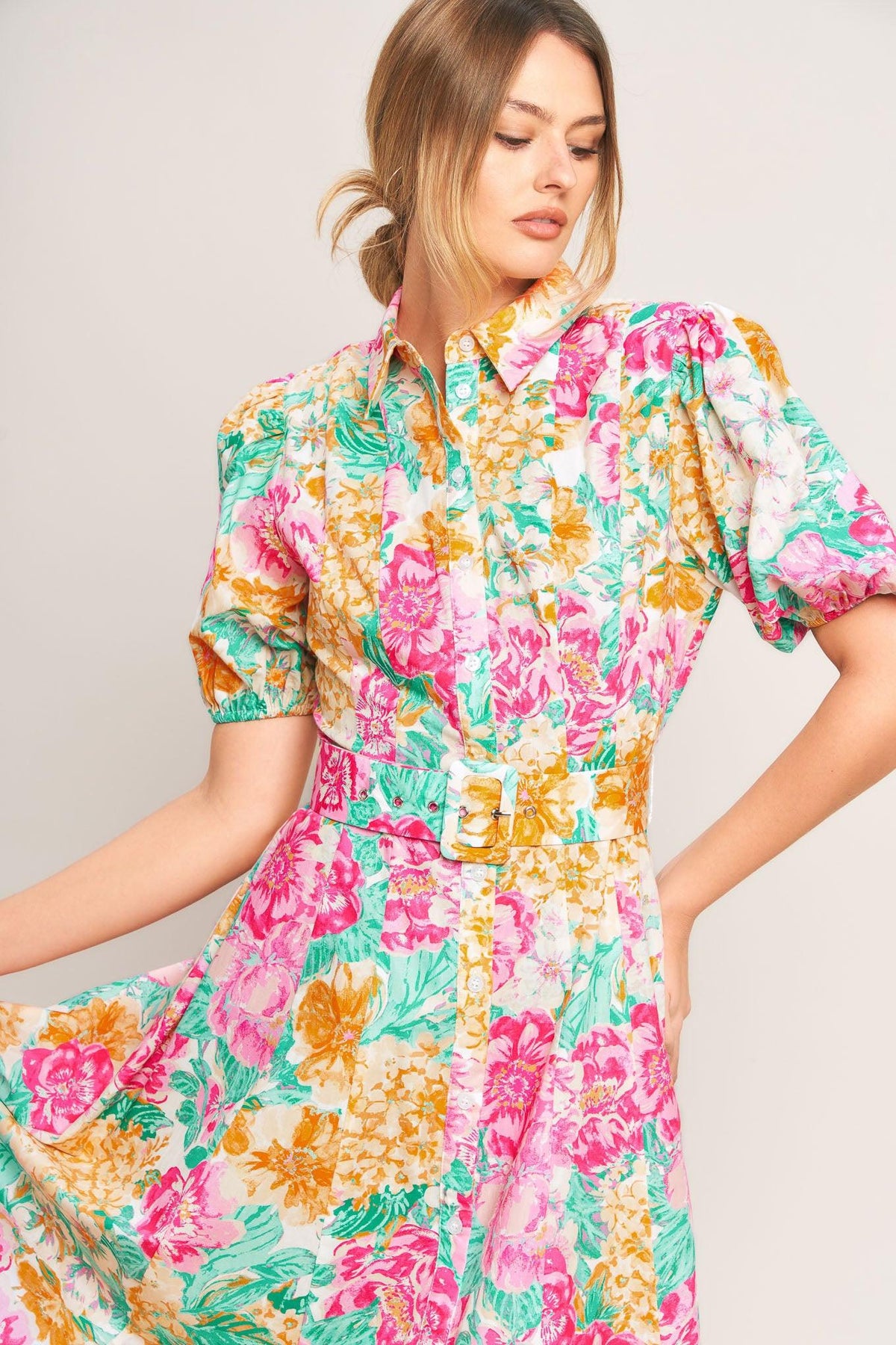VESTIDO MIDI TEJIDO BLOOMING GARDEN