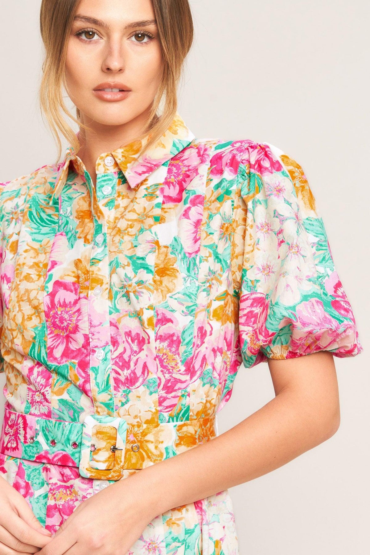 VESTIDO MIDI TEJIDO BLOOMING GARDEN