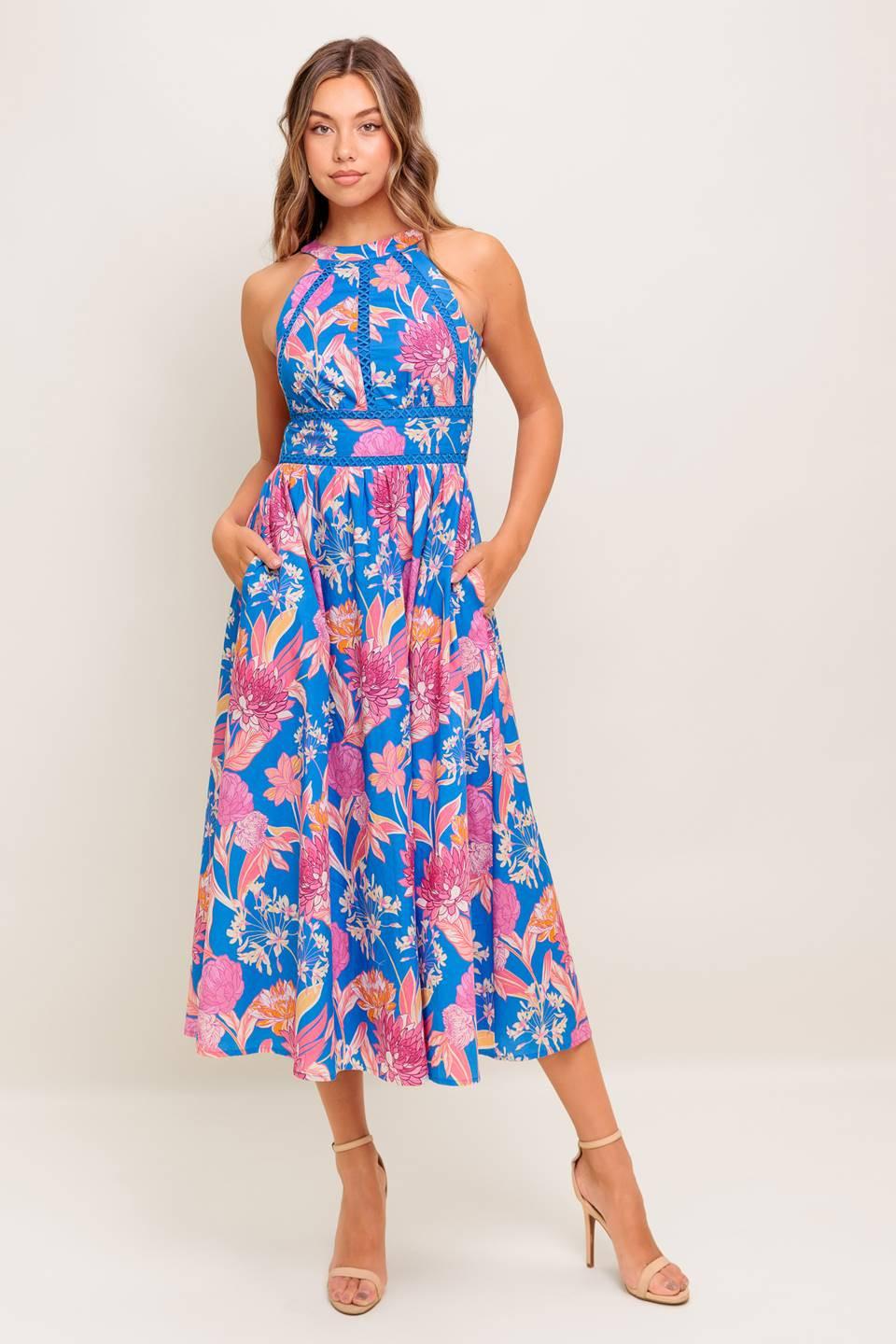 VESTIDO MIDI TEJIDO DE FLORES "SUN-KISSED"