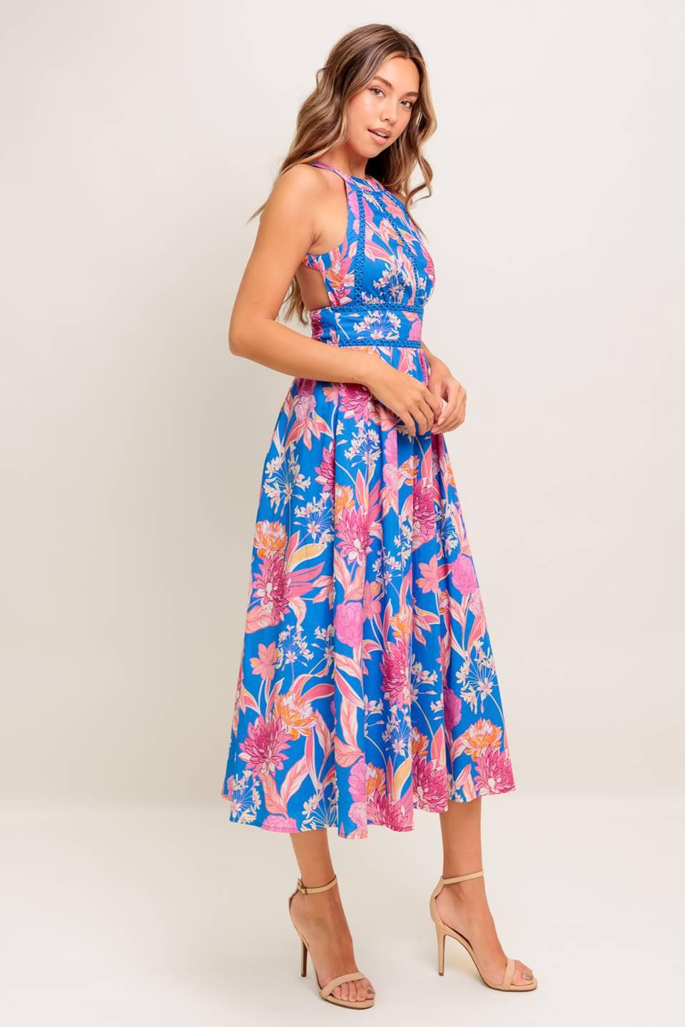 VESTIDO MIDI TEJIDO DE FLORES "SUN-KISSED"