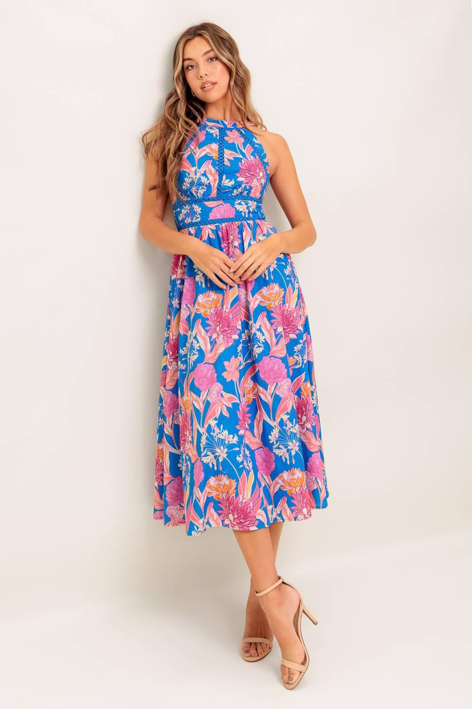 VESTIDO MIDI TEJIDO DE FLORES "SUN-KISSED"